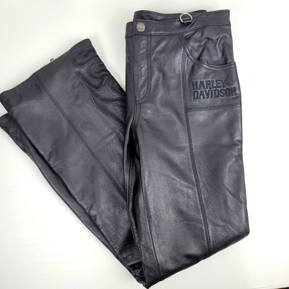 Harley-Davidson Pants - Harley Davidson Women's Black Leather Riding Pants